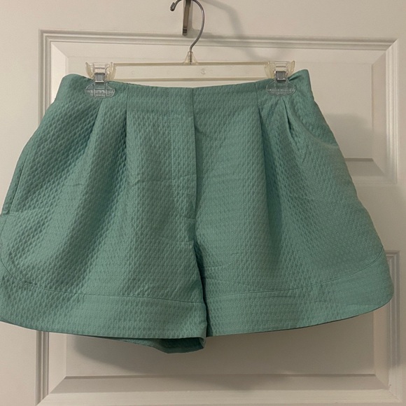 3.1 Phillip Lim Curved Hem Jacquard Shorts seafoam SZ 4 oversized pull on baggy